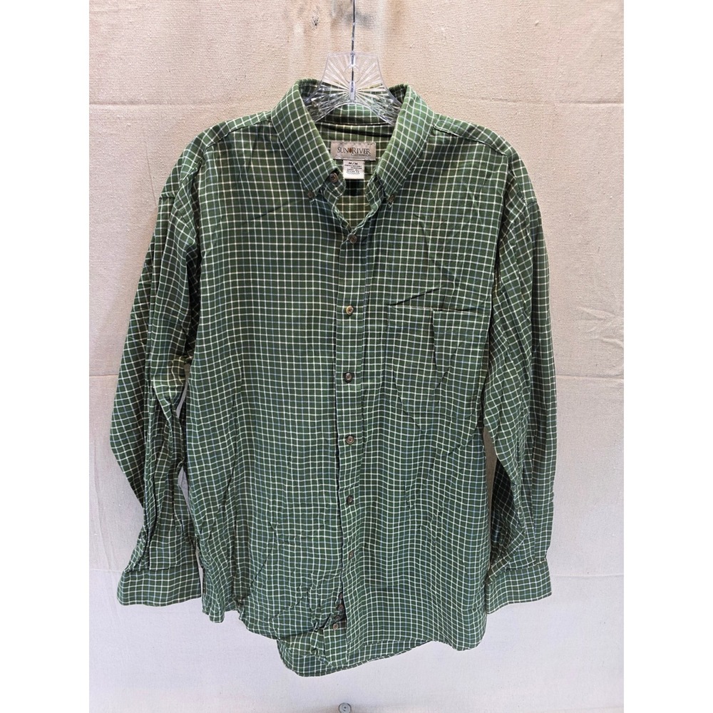 Sun River Clothing Co Mens Green Grid Button Down Shirt Cotton Size M‎ 2094